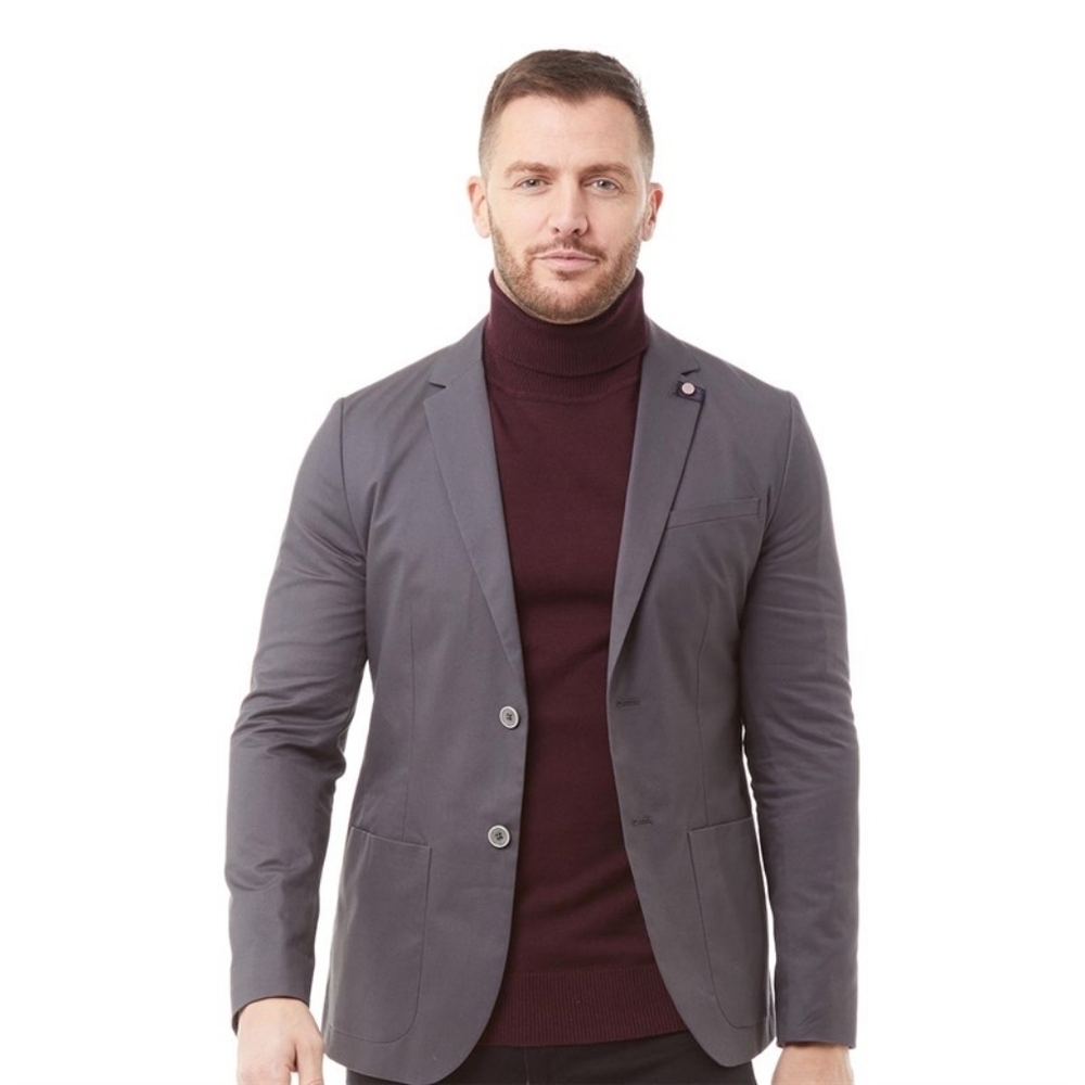 Ted Baker Mens Cliford Piece Dyed Cotton Blazer Light Grey